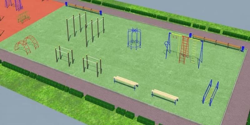 Проект детско-спортивной площадки для школы - детсада в Удмуртской республике