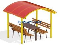 Стол и лавки под навесом МАФ 4005 в Удмуртской республике Стол и лавки под навесом МАФ 4005 в Удмуртской республике
