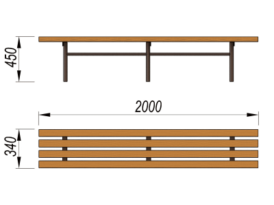 Двухметровая лавочка без спинки 2 м МАФ 1602 в Удмуртской республике