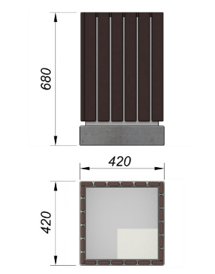 Урна деревянная квадратная с бетонным основанием МАФ 1633 в Удмуртской республике