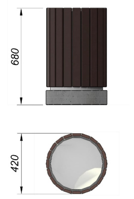 Урна деревянная круглая с бетонным основанием МАФ 1632 в Удмуртской республике