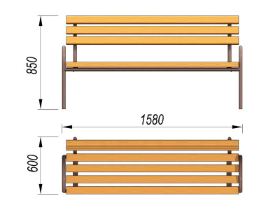 Парковая лавочка со спинкой МАФ 1605 в Удмуртской республике